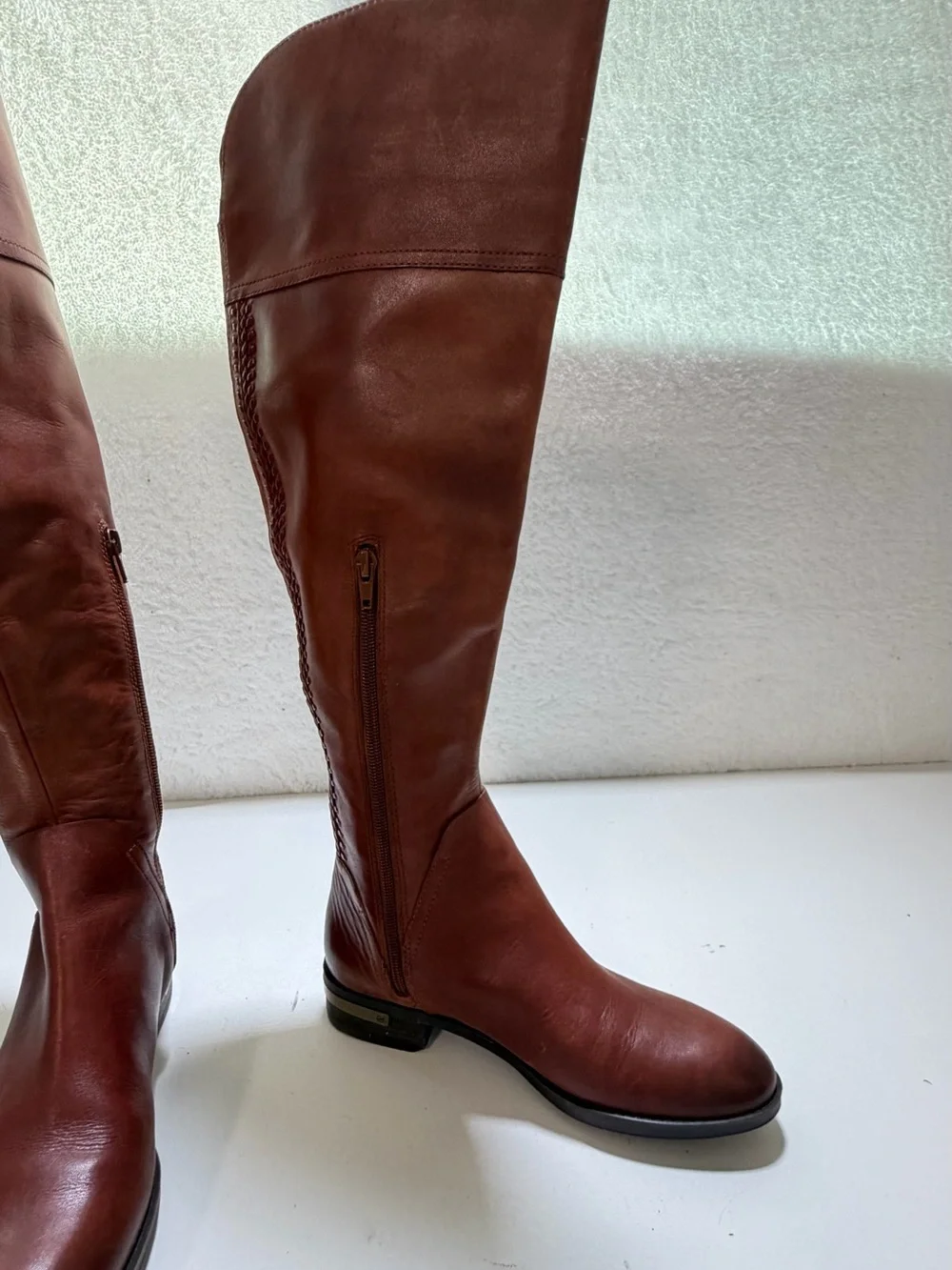 Vince Camuto Bendra Brown Leather Over the Knee Riding Boots Size 6.5